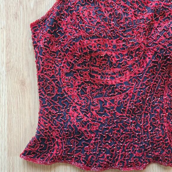 Andretta Donatello Vintage 90s Y2K Silk Beaded Top L Fairy Grunge Whimsigoth - Picture 3 of 11